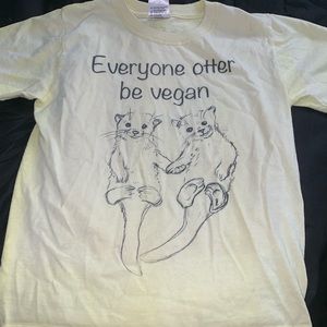 “Everyone Otter Be Vegan” Yellow t-shirt